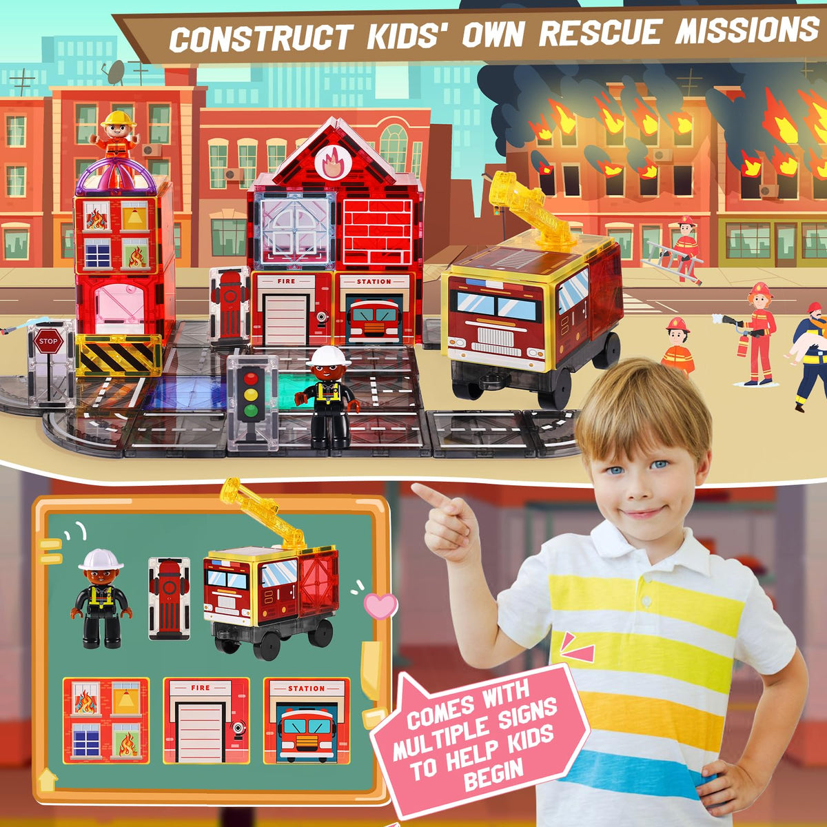 Lotmey road tiles with traffic signs help kids plan safe city layouts.