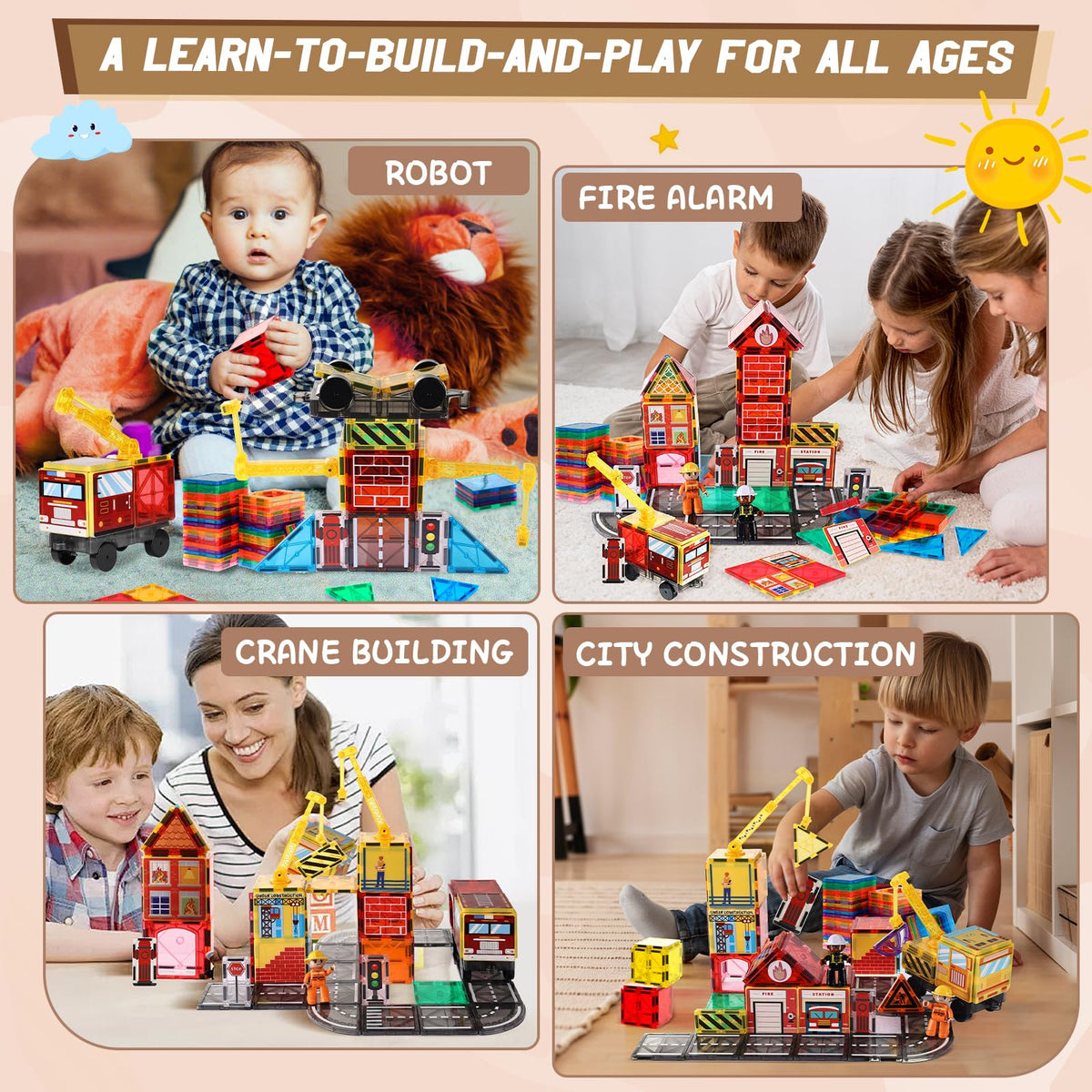 Lotmey fire station double-sided tile boosts scenario-based construction play.