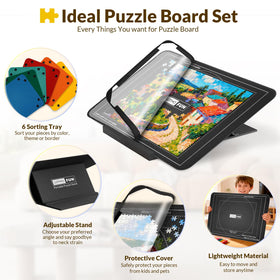 LOTMOFUN Puzzle Board includes six trays for organized sorting.