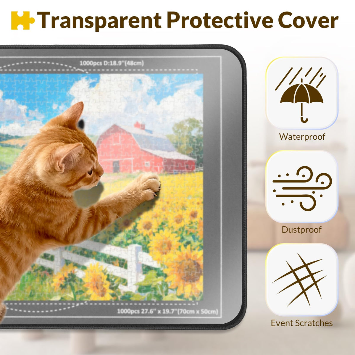 LOTMOFUN Puzzle Board dust cover protects progress between sessions.