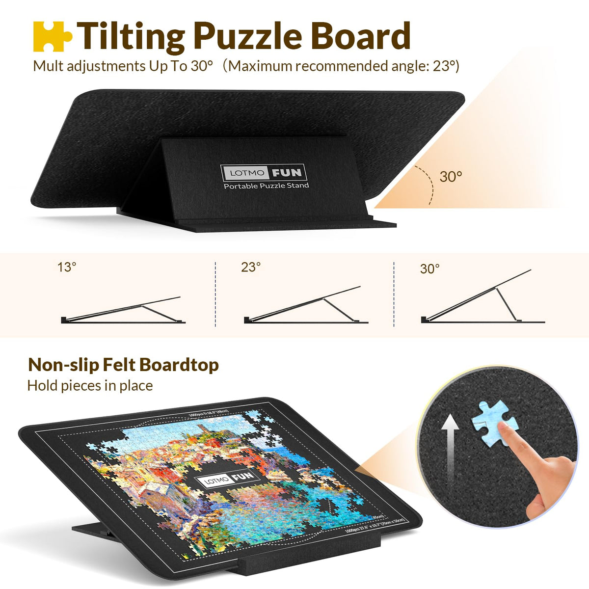 LOTMOFUN Puzzle Board lightweight design for easy portability.