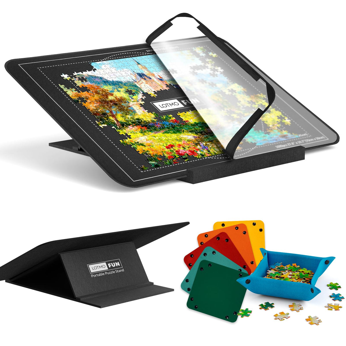 LOTMOFUN Puzzle Board with tilt stand for comfortable puzzling sessions.