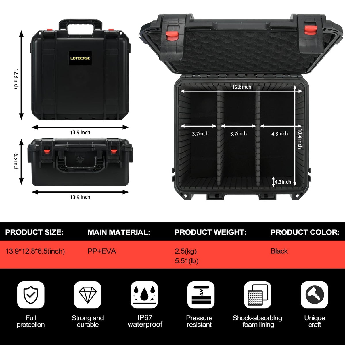 LOTOCASE compact cabinet-style design fits neatly on a shelf
