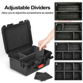 LOTOCASE interior reveals adjustable EVA dividers for flexible layout.