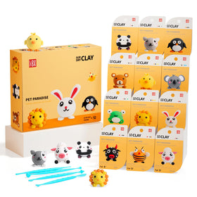 LOUFOR air dry clay kit packaging with 12 boxes for kids' crafts.