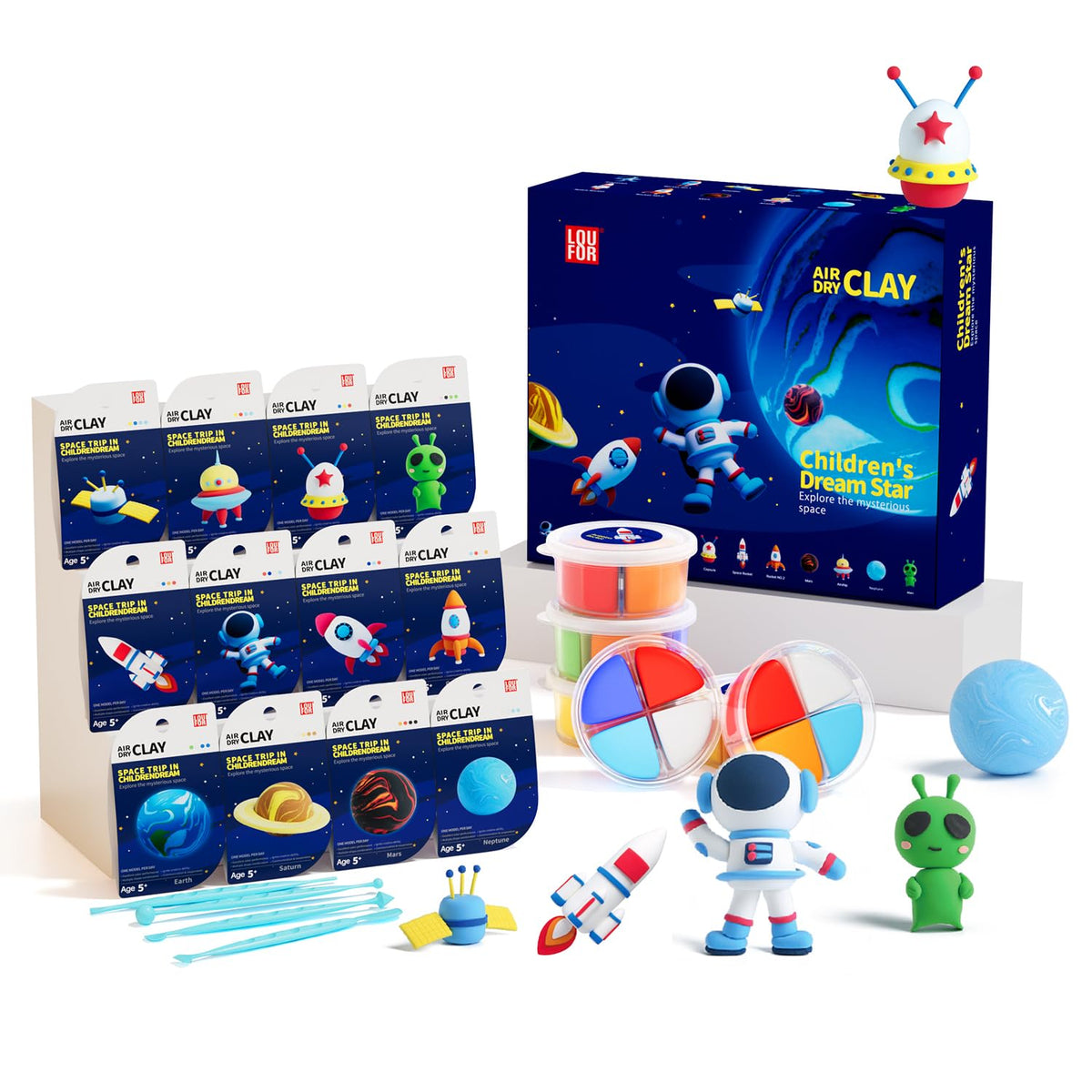 Loufor air dry clay kit with 12-box set for endless colorful sculptures at home