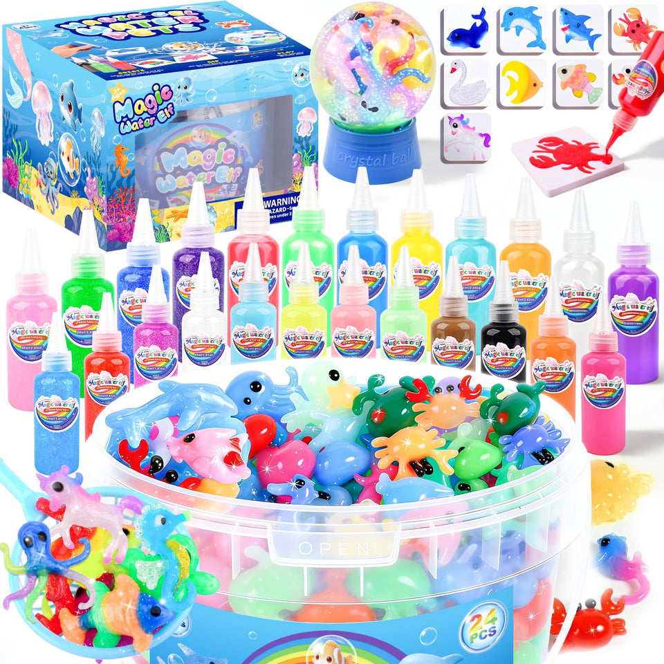 Louseadon Magic Water Elf Kit color gel bottles for vibrant sensory play.