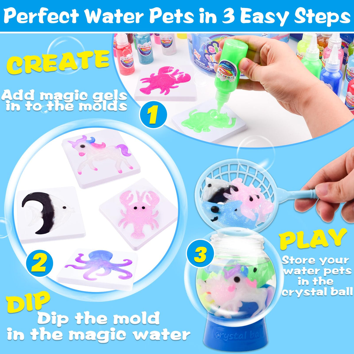 Louseadon Water Elf molds with ocean creatures for quick water pet crafts.