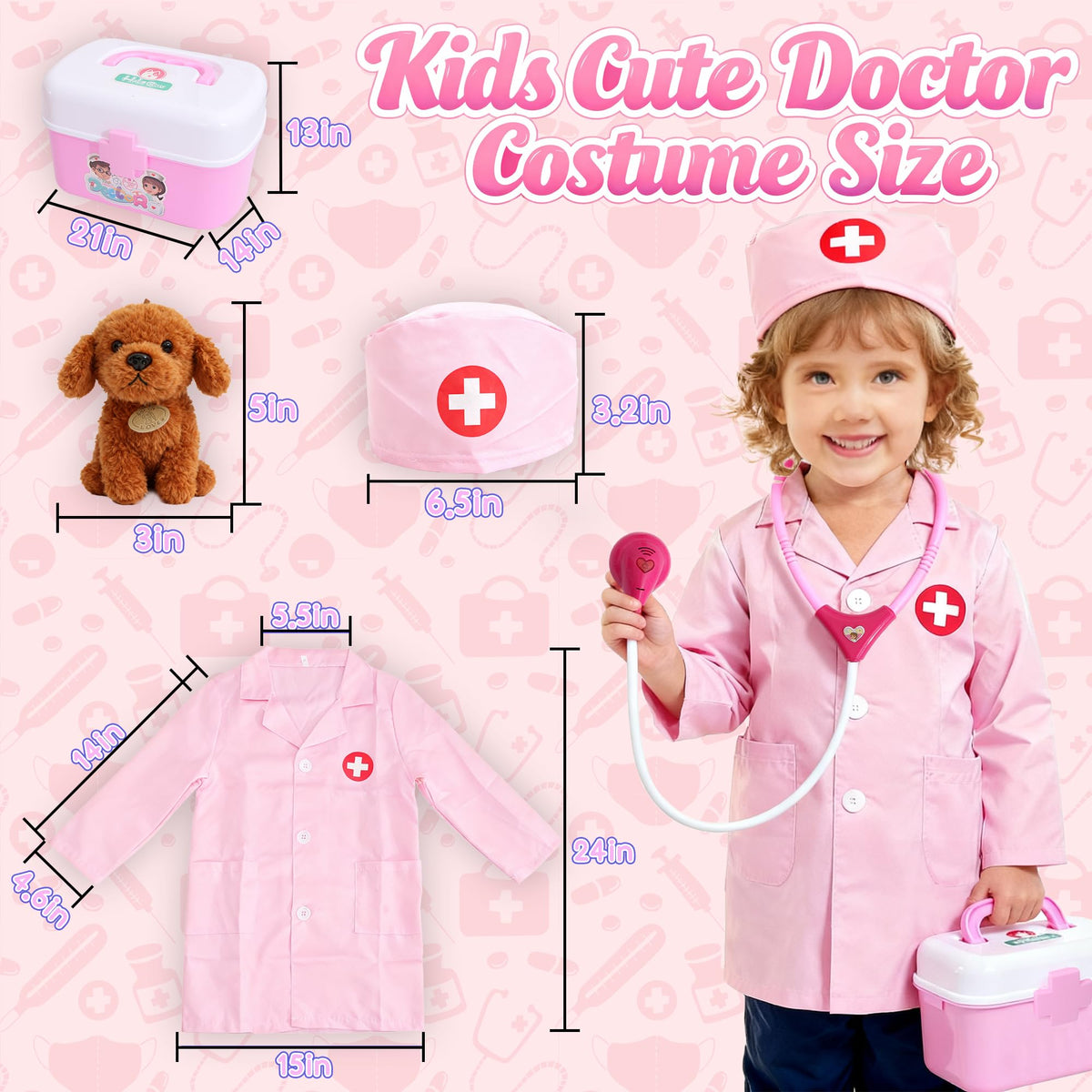 LOUVPY doctor coat and hat set enhances authentic role‑play experiences.