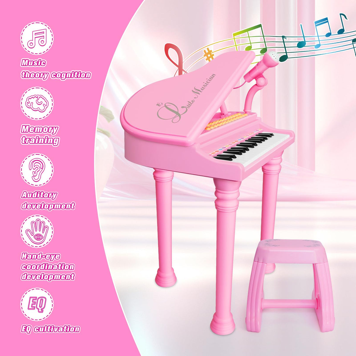 Love&Mini microphone accessory for karaoke mode enhances kid-friendly singing.