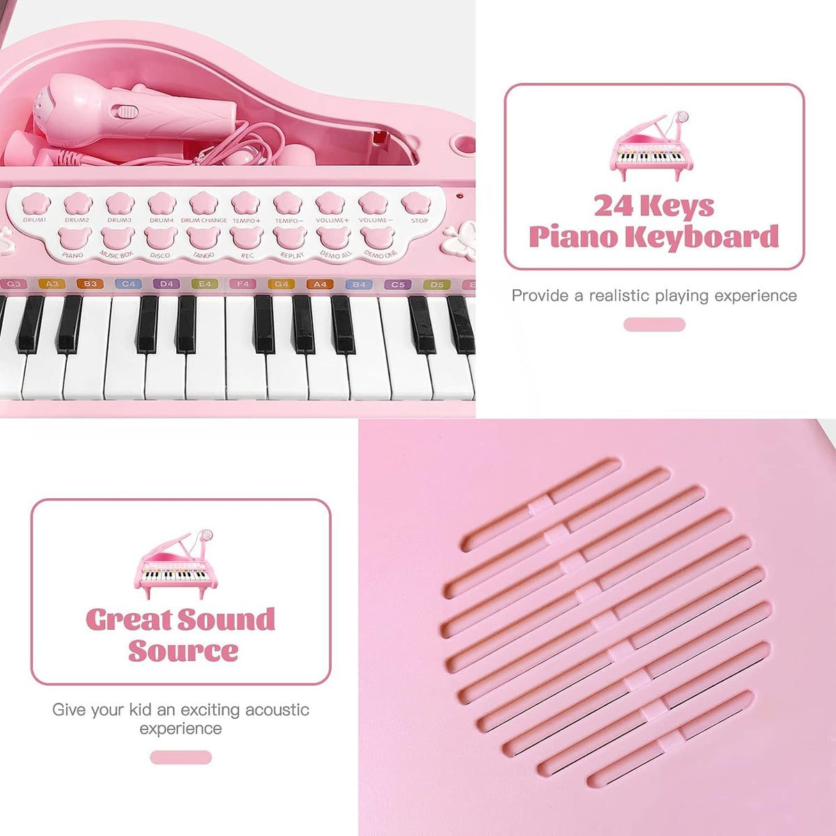 Love&Mini 22 demo songs provide varied tunes to inspire early learning.