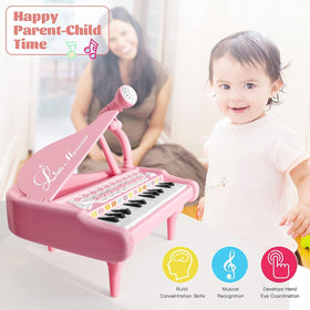 Love&Mini microphone accessory on piano toy enhances sing-along fun for kids.