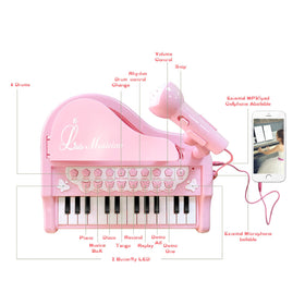 Love&Mini pink piano safe materials emphasize non-toxic, durable construction.
