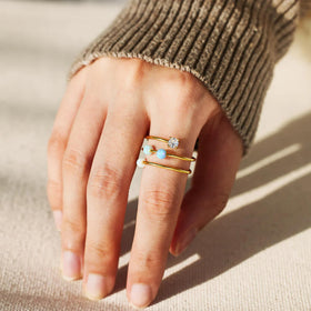 LOVECOM daily-wear fidget ring with opal beads for subtle style