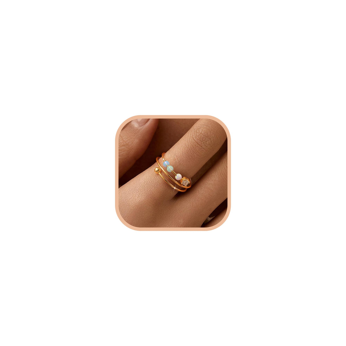 LOVECOM fidget ring with opal beads close-up for daily stress relief