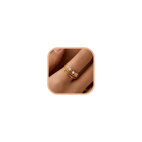 LOVECOM fidget ring with opal beads close-up for daily stress relief