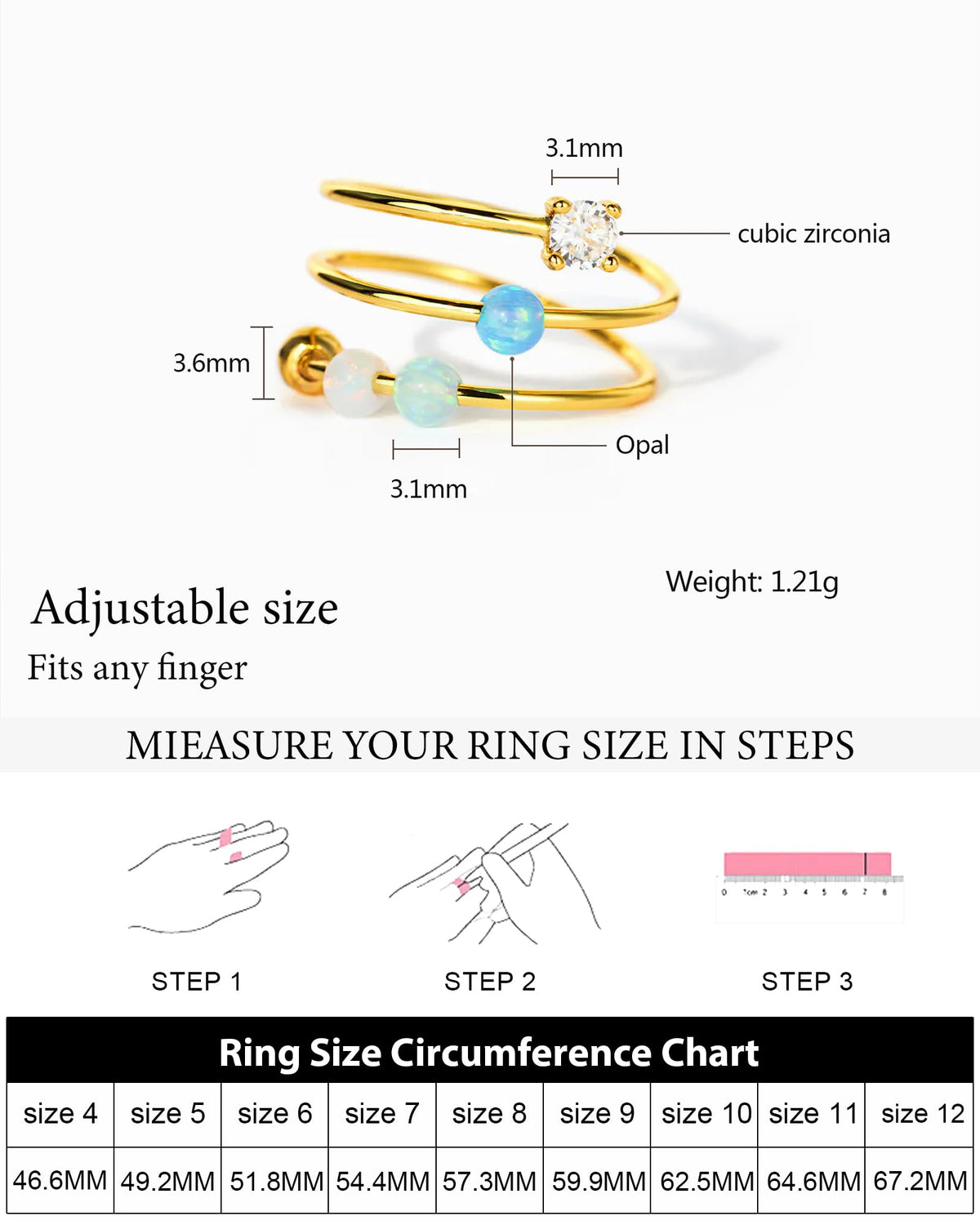 LOVECOM gold-plated fidget ring on hand, tarnish-resistant and skin-friendly