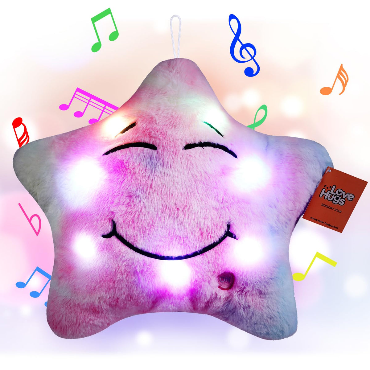 LoveHugs Musical Star Plush with soothing lights for cozy comfort.