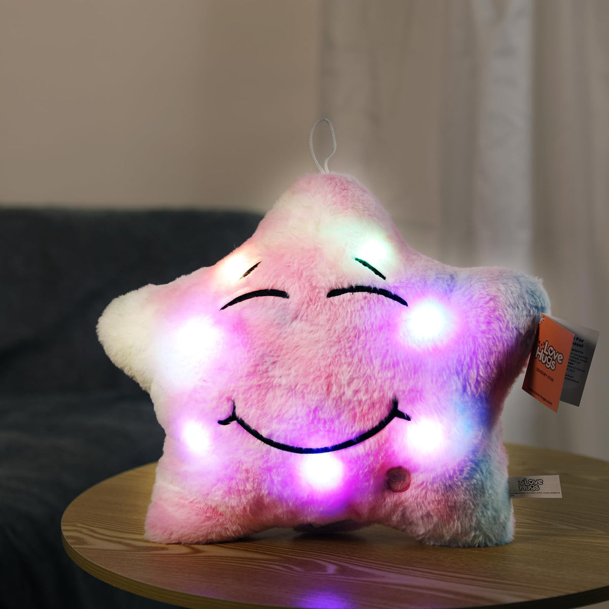 LoveHugs plush with soft polyester exterior, designed for cozy hugs.