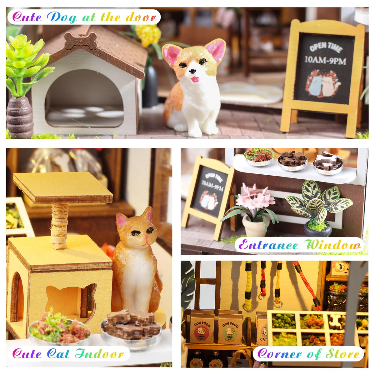 Lovelyhome mini pet shop with led lighting creates a cozy display