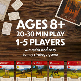 Lovemore Games Stable Times stable board showing five options for strategy.