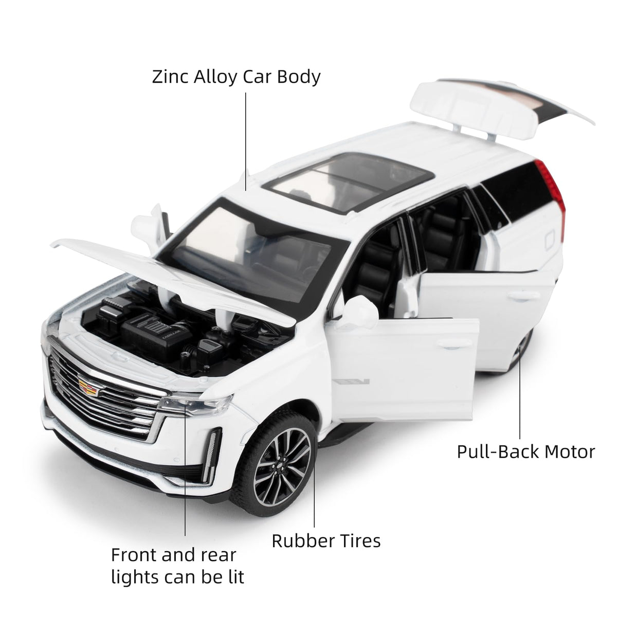 LOVEPOSELY Escalade model with open doors reveals detailed interior.