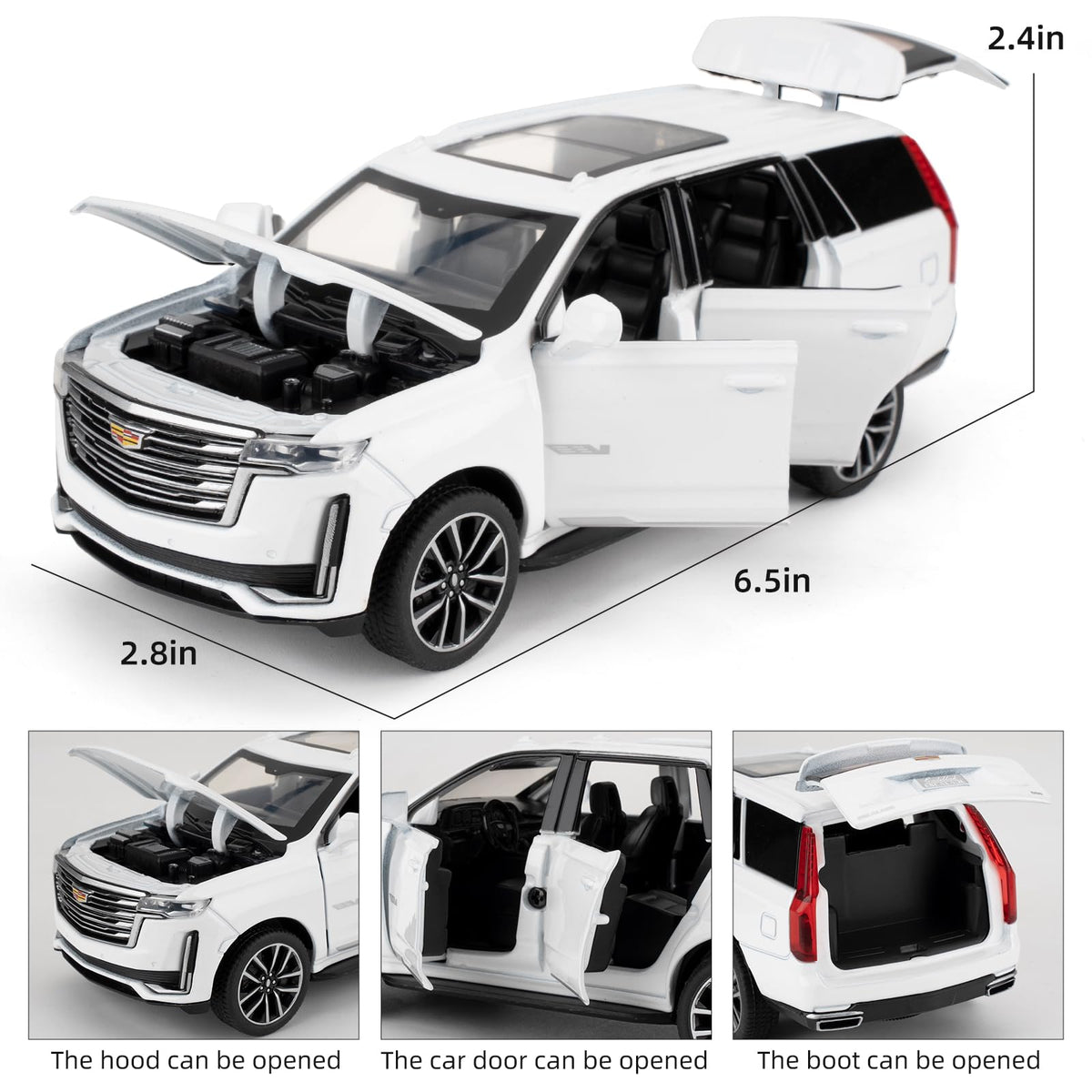 LOVEPOSELY Escalade model side view in white finish ideal for shelf display.