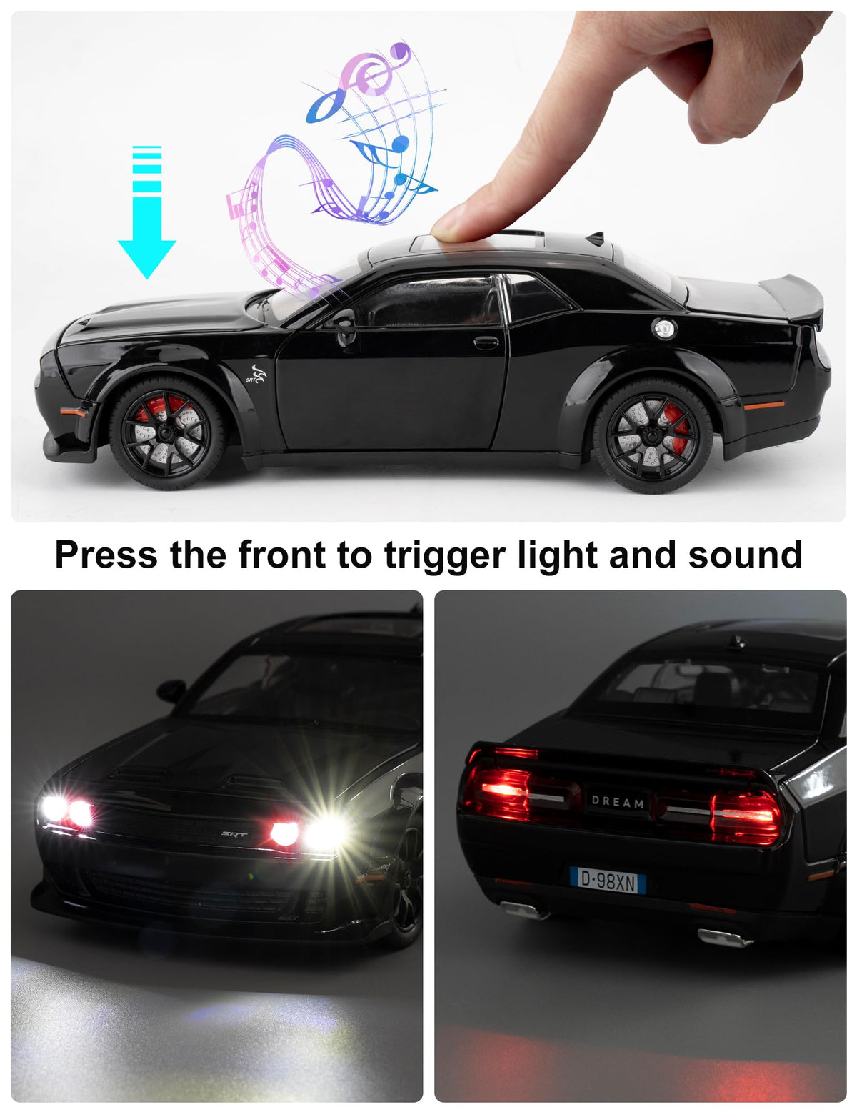 LovePosely Hellcat die-cast pull-back function adds dynamic play to the desk.