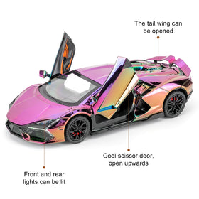 LOVEPOSELY Lambo Revuelto pull-back action promotes easy desk play.