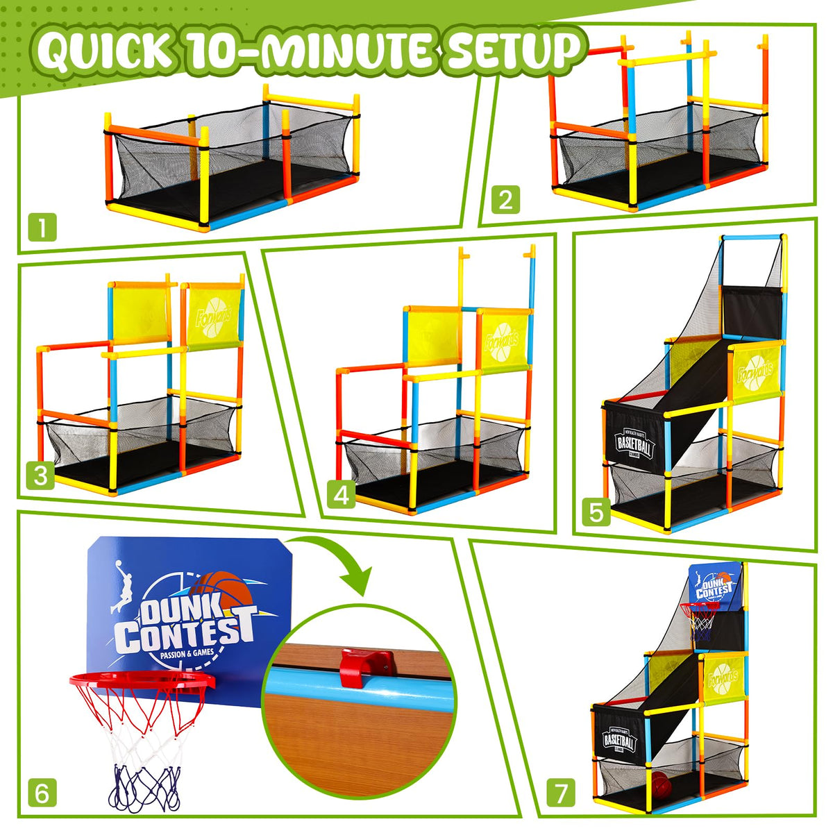 LovesTown arcade hoop promotes teamwork with its multi-player design for family fun.