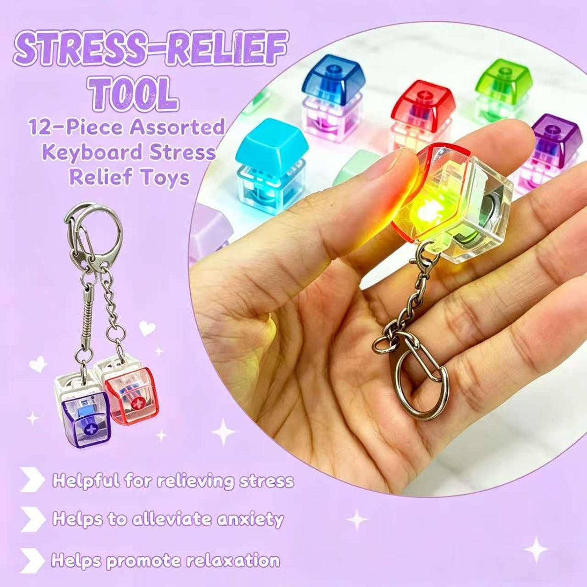 Lovespace clicking keys keychain delivers satisfying tactile feedback for stress relief.