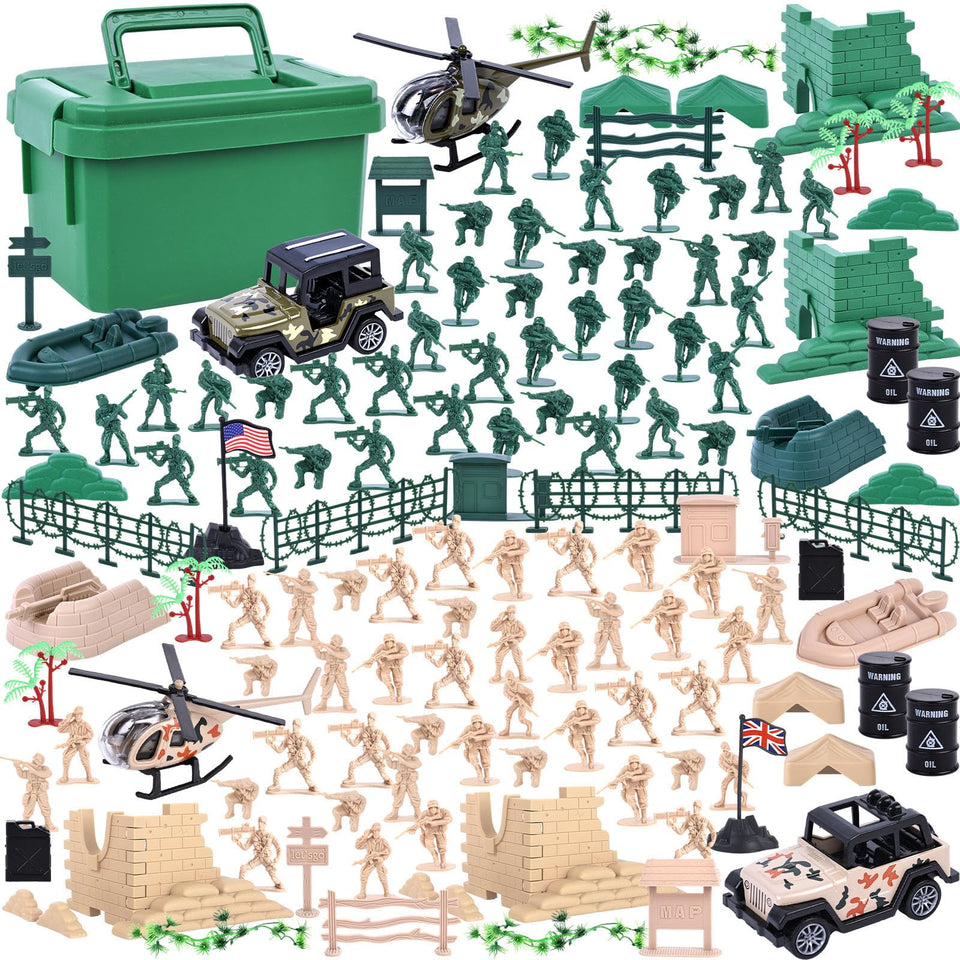 LovesTown 109pcs army base set wide shot promoting imaginative play.