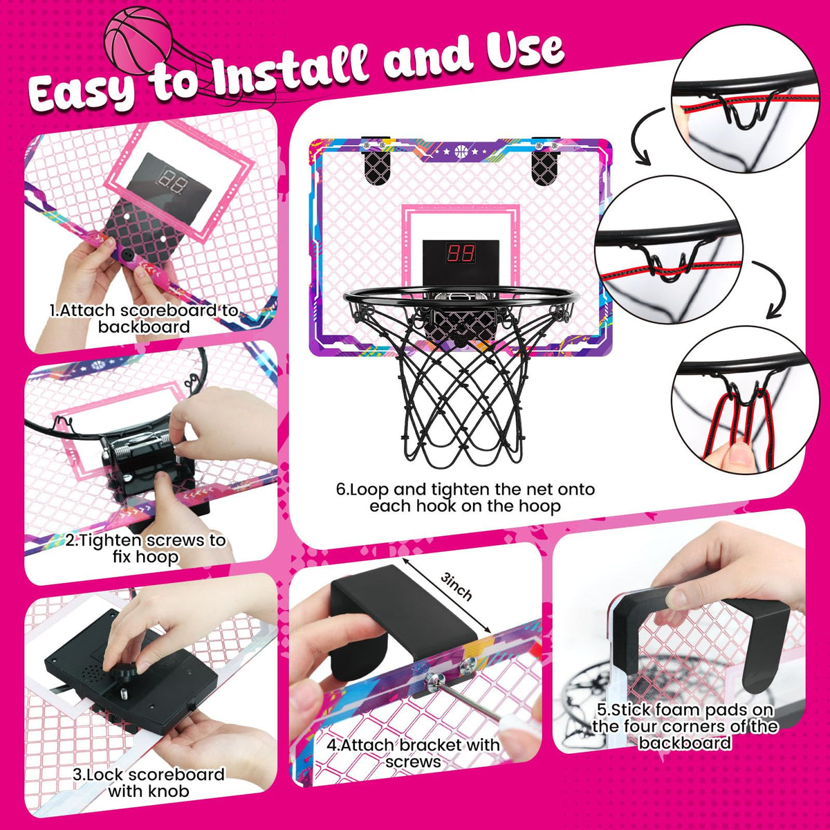 LovesTown 60-degree breakaway rim for safe, pretend pro dunks