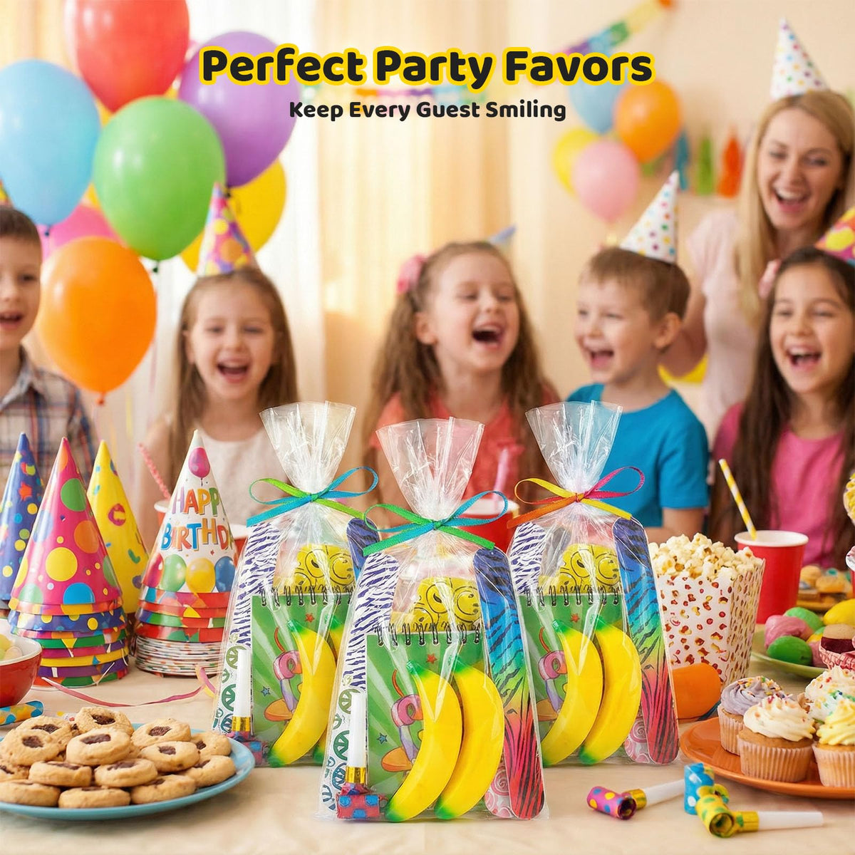 LovesTown banana stress toy classroom-use image emphasizes rewards and sensory play in groups.
