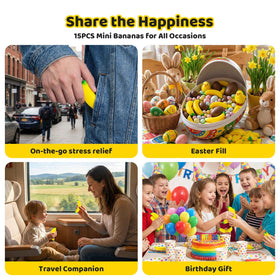 LovesTown banana stress toy party-favor scene showcases fun, portable stress relief for events.