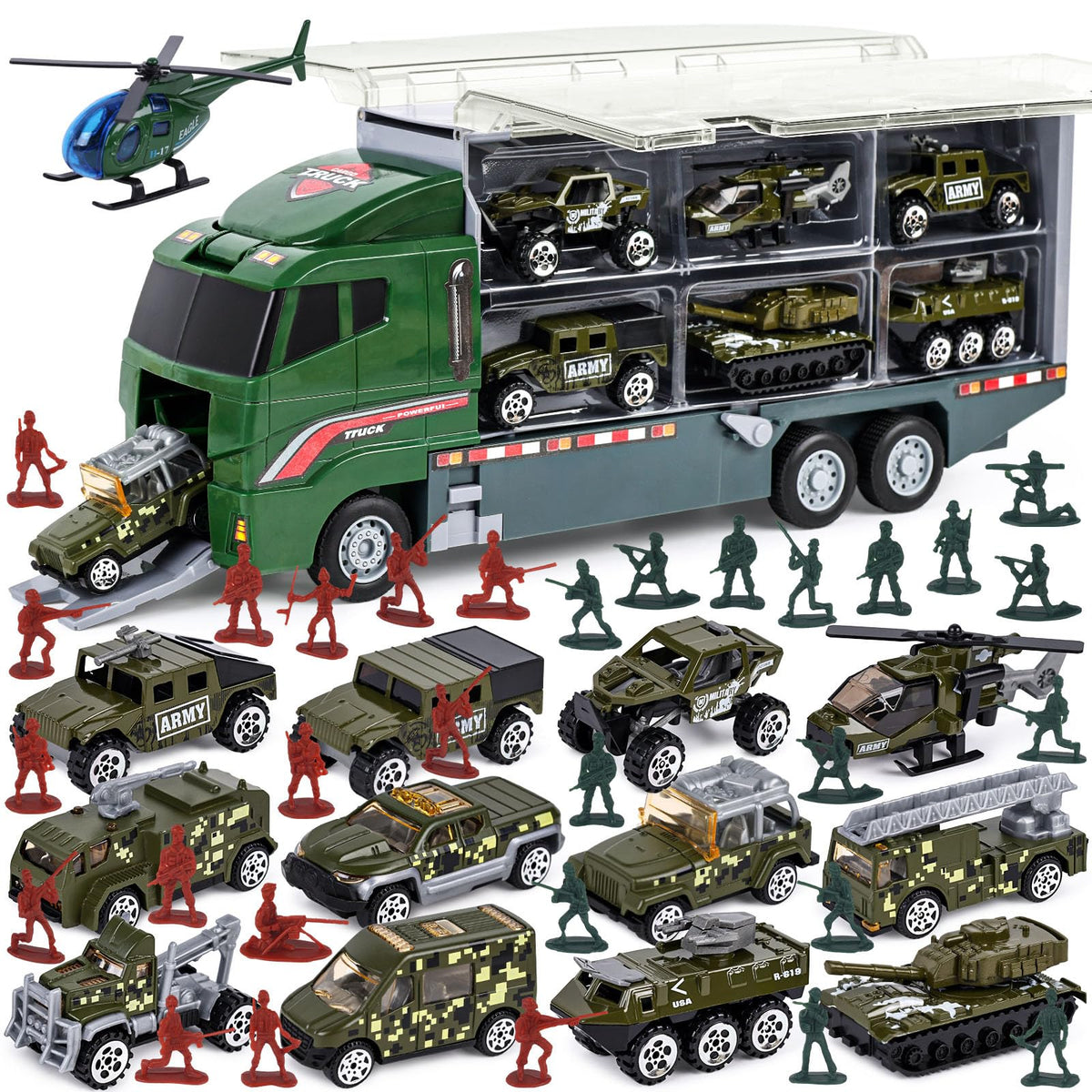 LovesTown carrier truck with open compartments for organized play and easy cleanup.