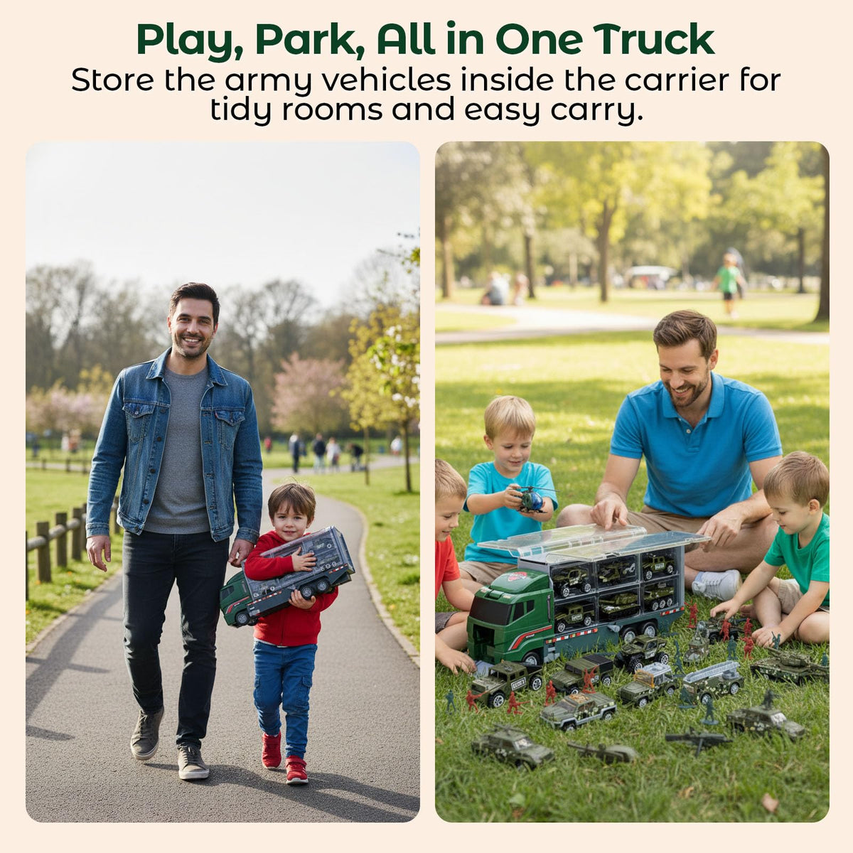 LovesTown carrier truck storage for tidy play sets.
