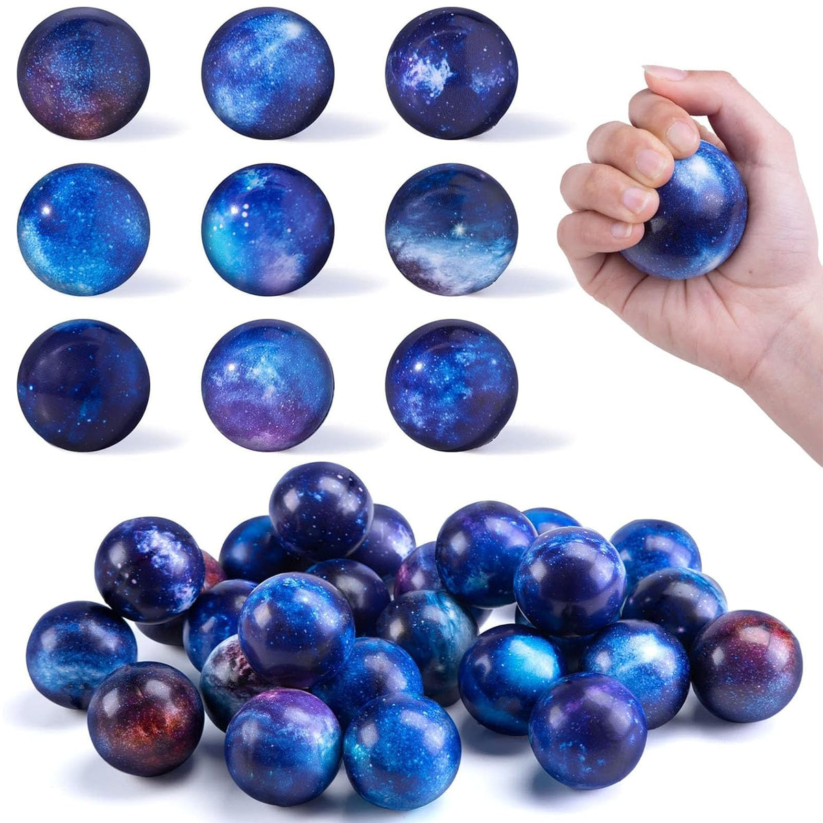 LovesTown galaxy stress balls with nebula pattern for classroom rewards and desk stress relief.