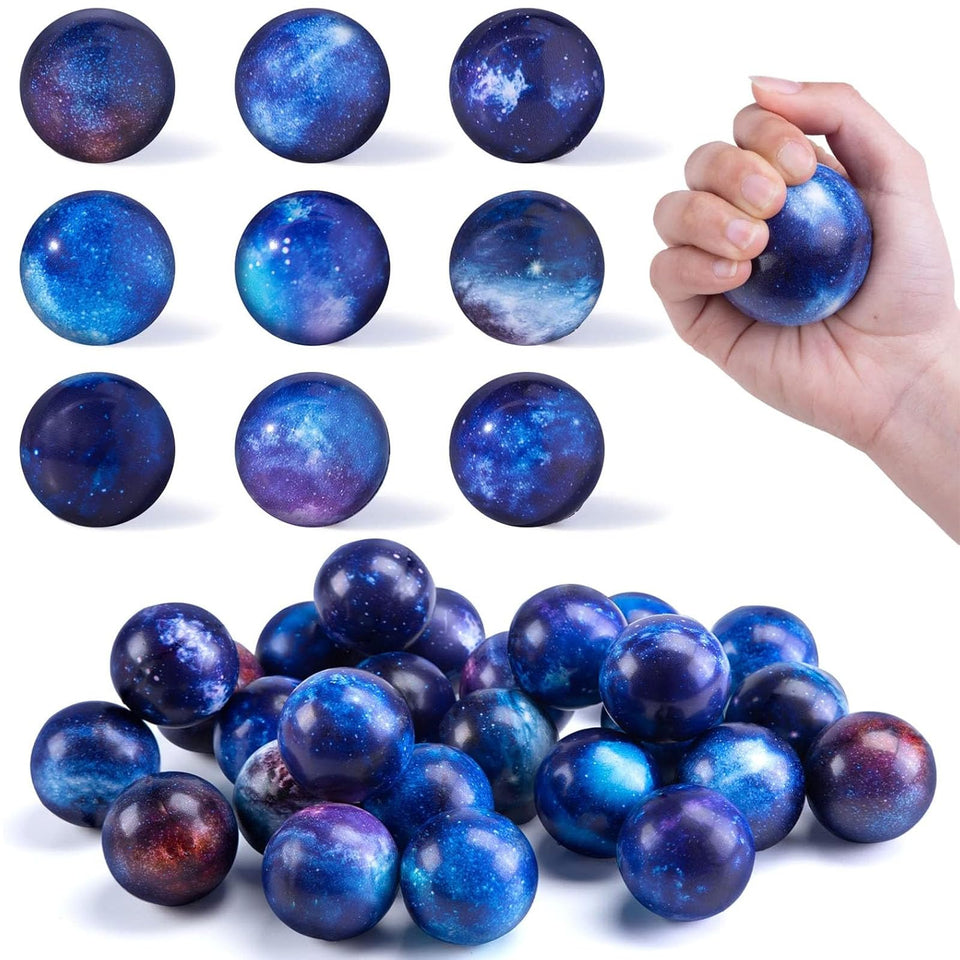 LovesTown galaxy stress balls with nebula pattern for classroom rewards and desk stress relief.