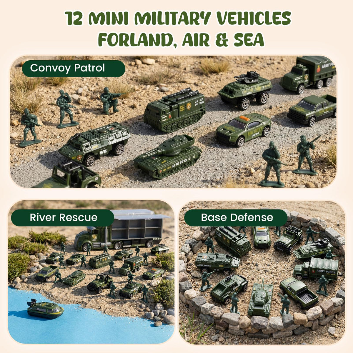 LovesTown 5 cm green soldiers accompanying the fleet