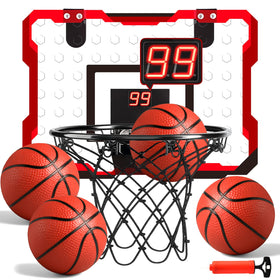 LovesTown indoor basketball hoop door set with electronic scoreboard for instant indoor fun.