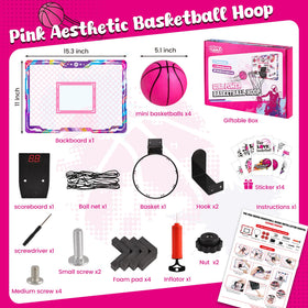 LovesTown pink hoop featuring LED scoreboard lights up during family game night