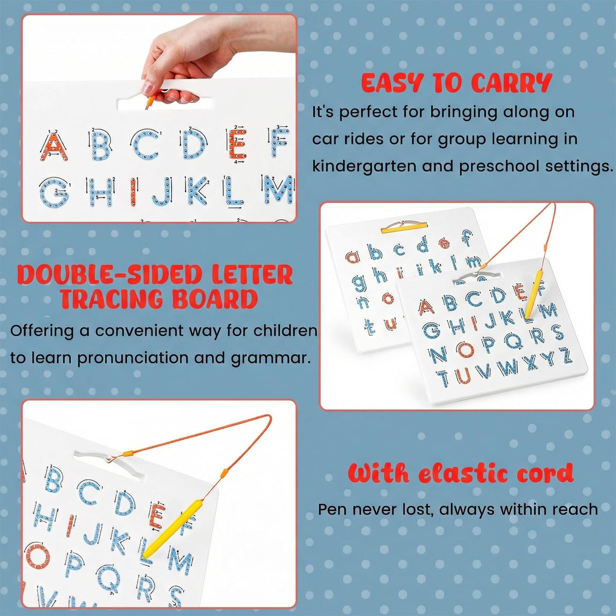 LovesTown compact 12.5 by 10 inch board for learning anywhere