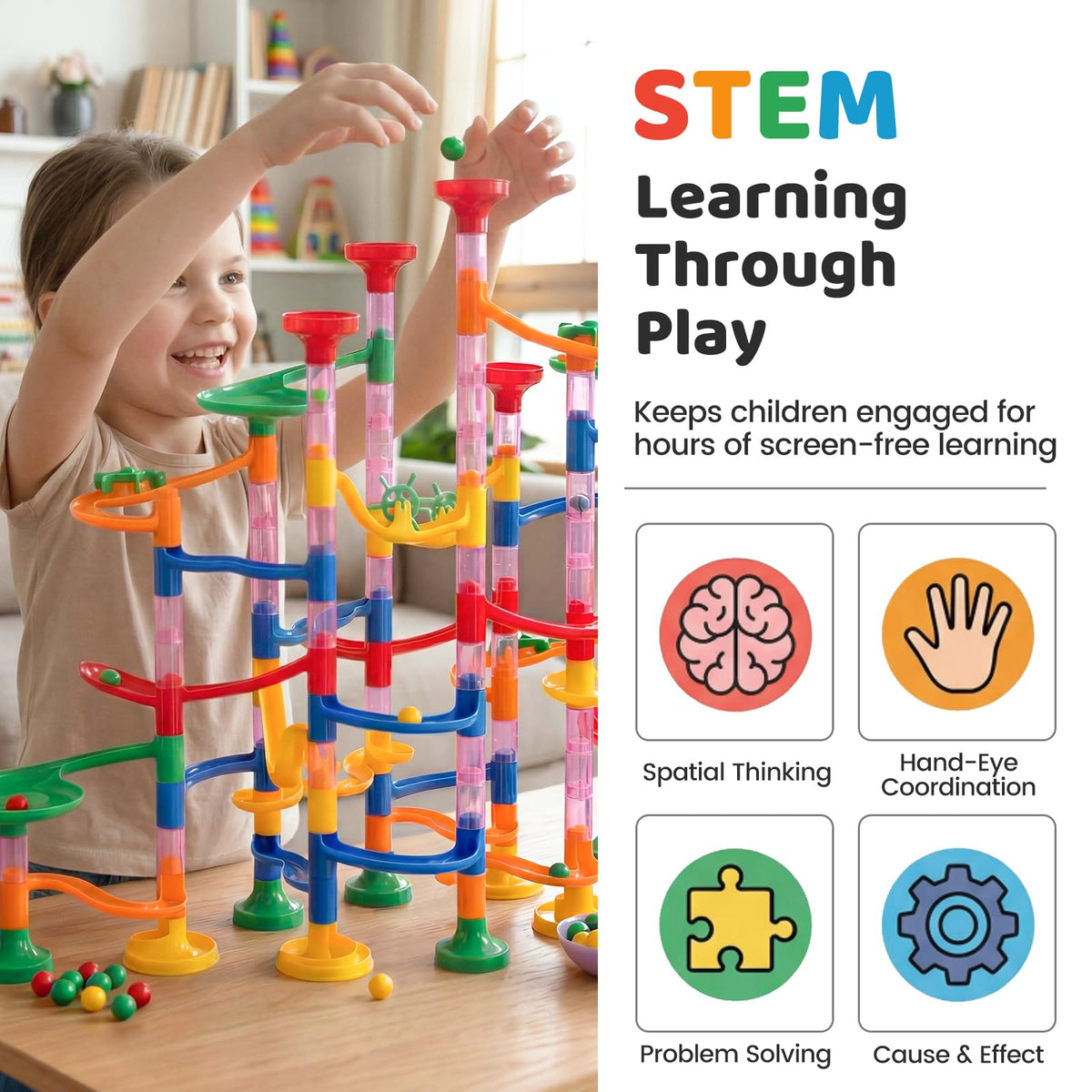 LovesTown Marble Run colorful components inspire creative layouts and steady assembly.