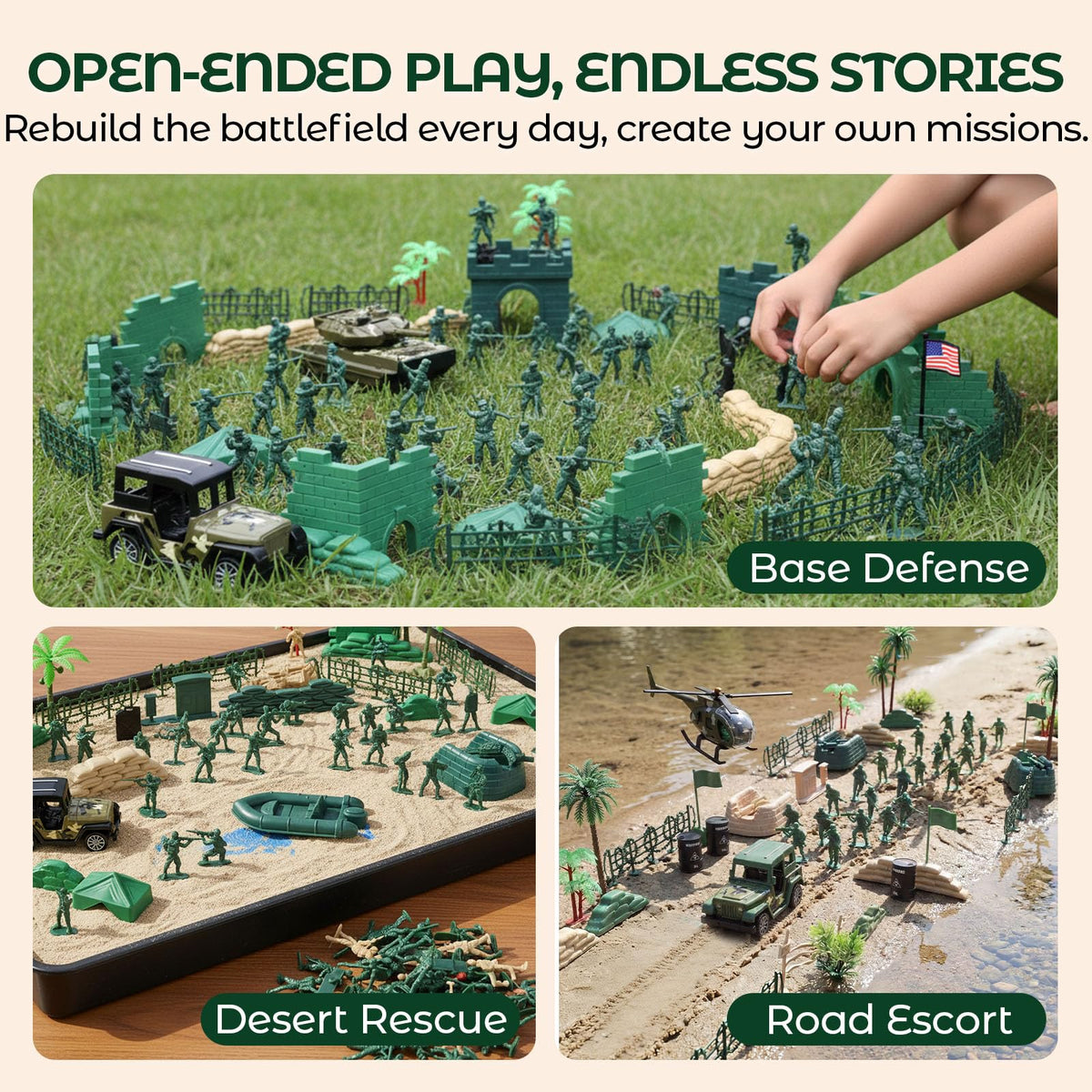 LovesTown open-ended play battlefield inviting reusable missions and creativity.