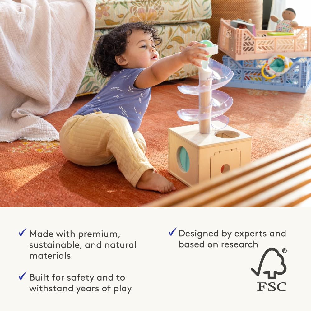 Lovevery Babbler Play Kit Wooden Coin Bank Set encourages early counting ideas