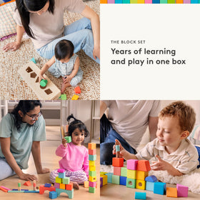 Lovevery The Block Set arches and wheels enhance balance and early engineering play.