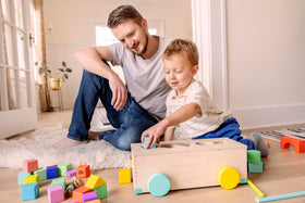 Lovevery The Block Set colorful pieces spark creativity across 18 colors.