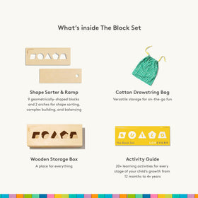 Lovevery The Block Set shape sorter teaches shape matching and early categorization.