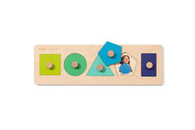 Lovevery Friends of All Shapes Puzzle: assembled set boosts shape recognition and fine motor skills.